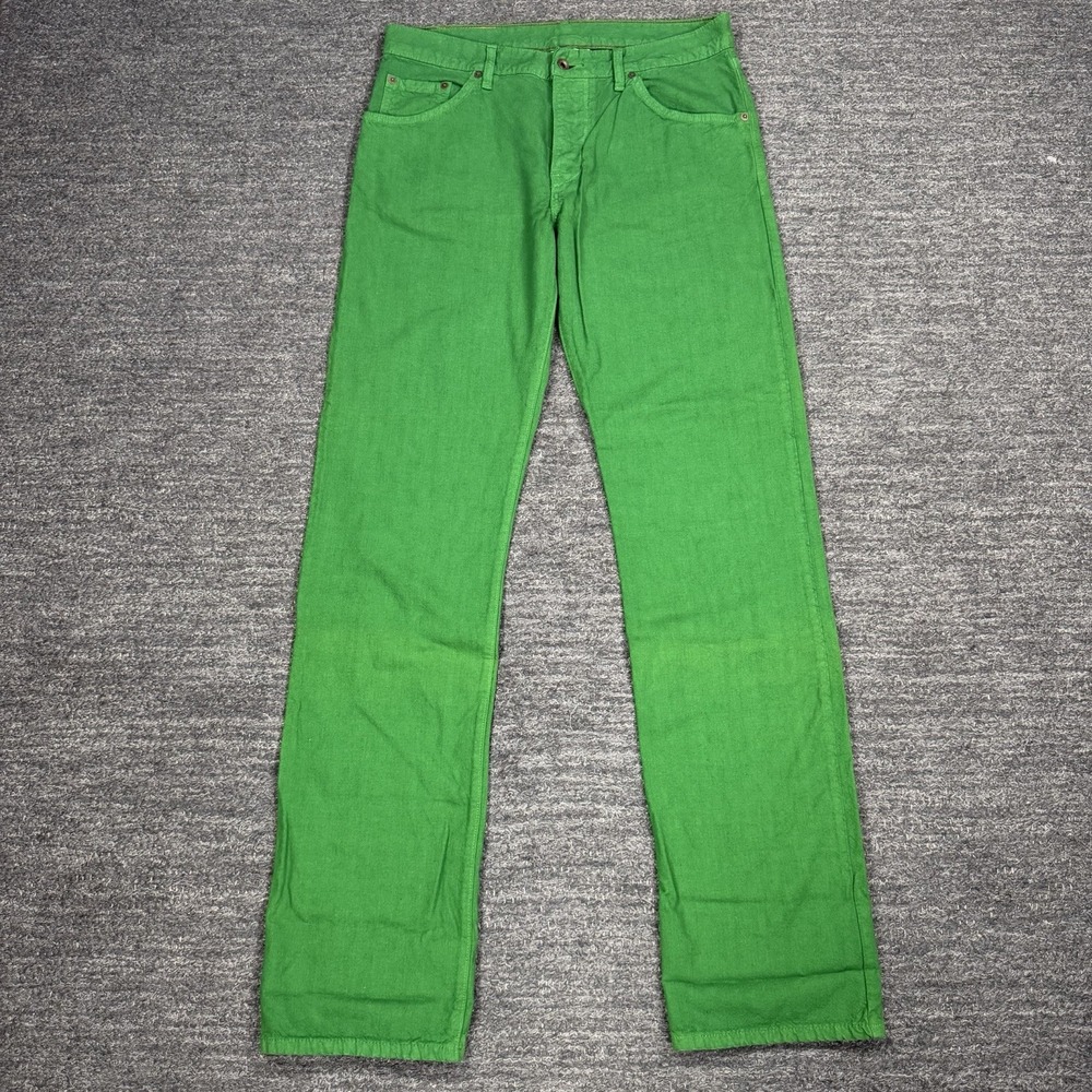Raleigh Denim Jeans Men 33X35 Kelly Green Handcrafted North Carolina Straight